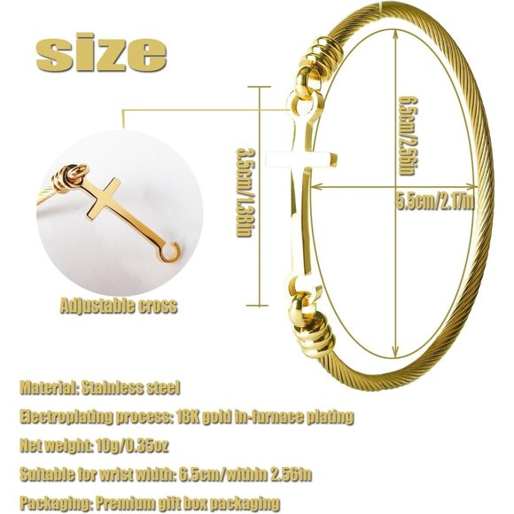 Inspirational Christian Cross Bracelet for Women, Stainless Steel, Gift for Daug - Picture 2 of 7